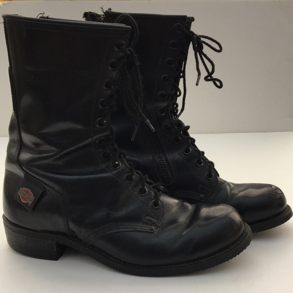Harley-Davidson Soft Leather Side Zip Riding Boots Size 11 1/2